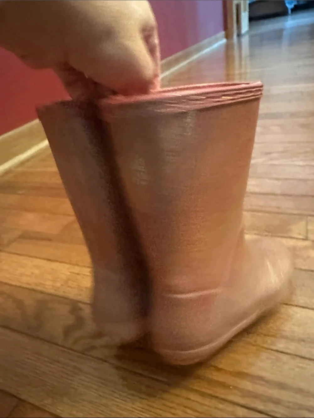 Hunter Glitter Rubber Rain Boots in Rose Gold